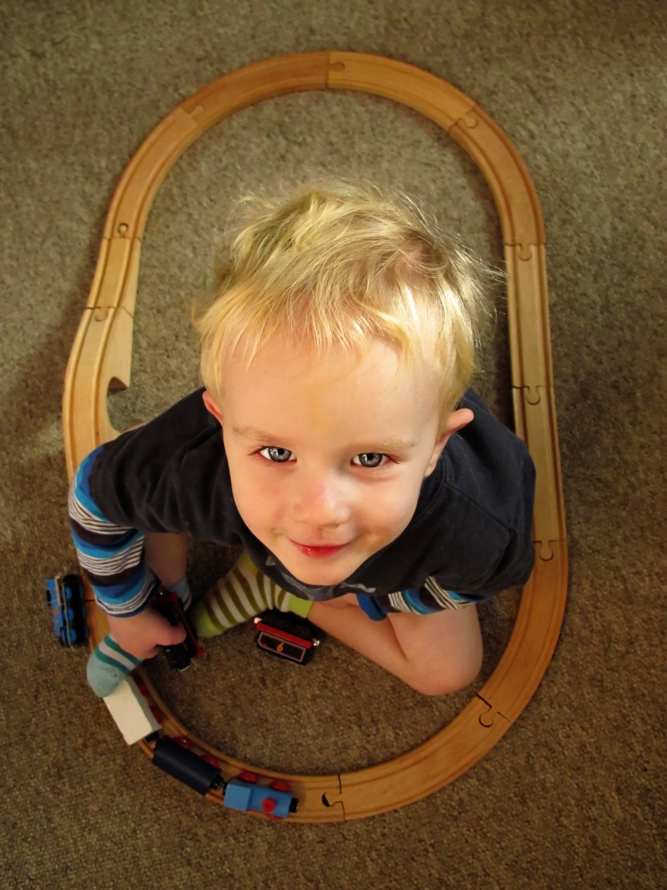 Cailean Snapped with his train set